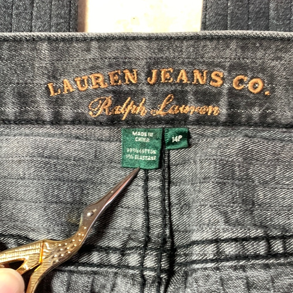 LAUREN JEANS CO Ralph Lauren jeans, grey, edgy stripe texture, high rise. 14P - Picture 12 of 17